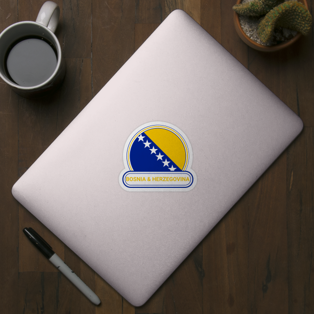 Bosnia and Herzegovina Country Badge - Bosnia and Herzegovina Flag by Yesteeyear